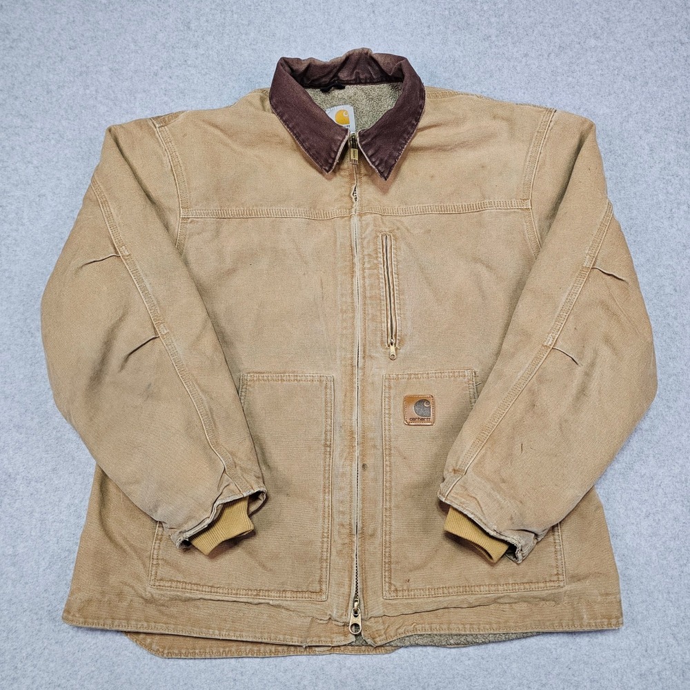 Carhartt Jacket Mens Size XL‎ Sherpa Lined Sandstone Ridge Duck Canvas C61 CML